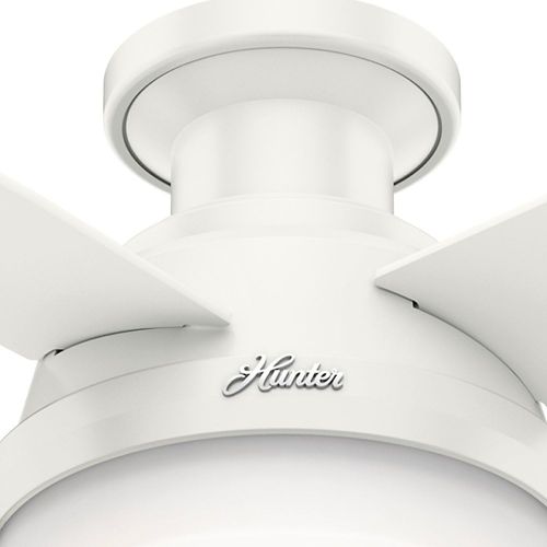  [아마존베스트]Hunter Dempsey Indoor Low Profile Ceiling Fan with LED Light and Remote Control, 44, White
