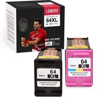 LEMERO Remanufactured Ink Cartridge Replacement for HP 64 64XL 64 XL to use with Envy Photo 7858 7855 7155 7120 6255 6220 6222 6230 7164 7864 7820 Printer (Black Tri-Color, 2 Pack)