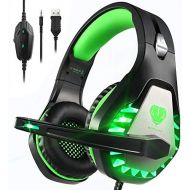[아마존베스트]Pacrate Gaming Headset for PS4 PC Xbox One, 3.5 mm Noise Cancelling Gaming Headphones with Microphone, LED Lights and Soft Memory Earmuffs