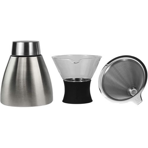  [아마존베스트]Asobu Silver Insulated Pour Over Coffee Maker (32 oz.) Double-Wall Vacuum, Stainless-Steel Filter, Stays Hot Up to 12 Hours