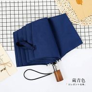 ZZSIccc Parasol Fully Automatic Vintage Wooden Handle Folding Umbrella B
