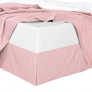 Deluxe Tradition Enhance your bed decor with the stylish Queen Split corner Bed skirt; Luxurious 100% combed Cotton fabric w/durable 300tc sateen weave; Crisp Blush sateen striped color and chic sp