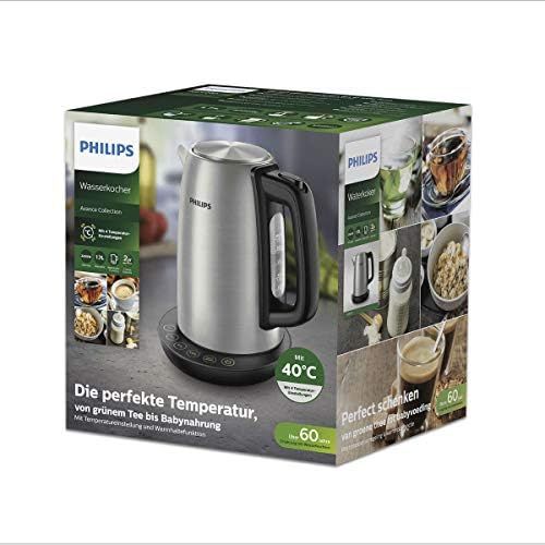 필립스 Philips HD9359/90 Wasserkocher aus Edelstahl fuer Tee bis Babynahrung (2200 Watt, 1,7 Liter, Warmhaltefunktion)