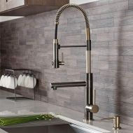 Kraus KPF-1603SBBG Artec Pro 2-Function Commercial Style Pre-Rinse Kitchen Faucet with Pull-Down Spring Spout and Pot Filler, Black Stainless Steel/Brushed Gold
