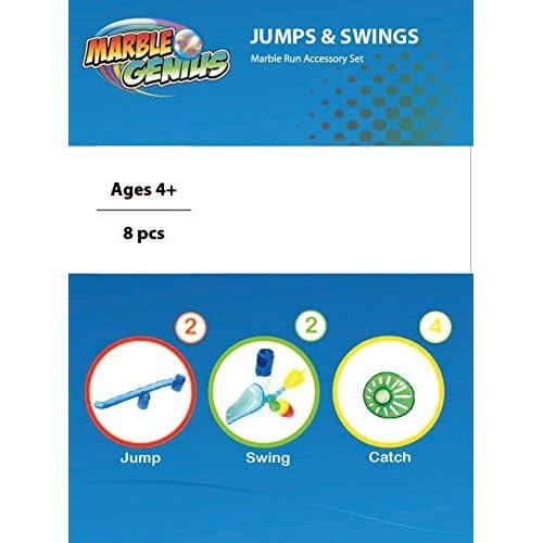  [아마존베스트]Marble Genius Jumps & Swings - Marble Run Accessory Add-On Set (8 pcs.)