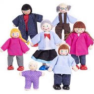 Imagination Generation My Doll Family Wooden Cloth Dolls Compatible with Most Doll Houses Perfect for Kids & Toddlers, Comes with 7 Dolls Great for Imaginative Play