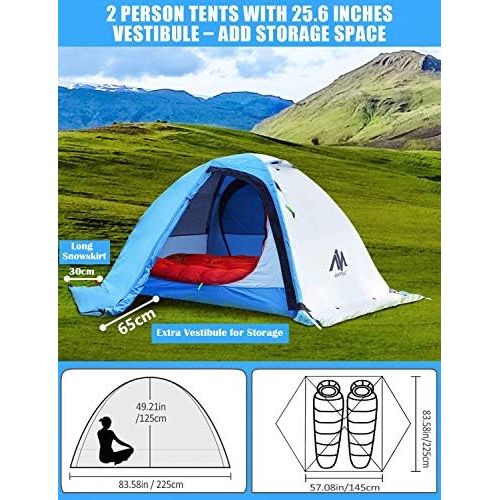  AYAMAYA 4 Season Backpacking Tent 2 Person Camping Tent Ultralight Waterproof All Weather Double Layer Two Doors Easy Setup 1 2 People Man Tents for Backpacker Outdoor Hiking Survi