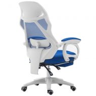 LJFYXZ Mesh High Back Swivel Office Chair Massage Lumbar Pillow Breathable mesh Footrest boss Chair Sliding armrest Game Chair Bearing Weight 200kg (Color : Blue)