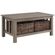 WE Furniture 40 Wood Storage Coffee Table with Totes - Driftwood