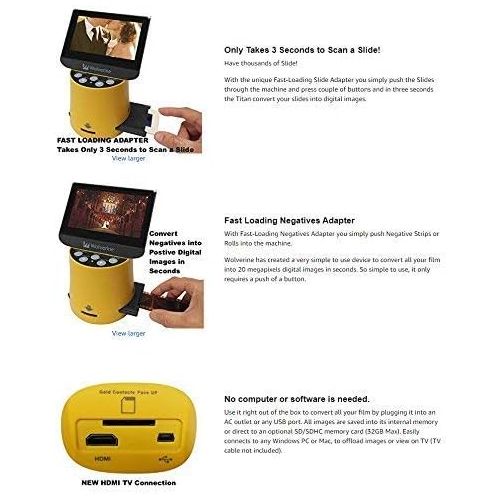  [아마존베스트]Wolverine Titan 8-in-1 High Resolution Film to Digital Converter with 4.3 Screen and HDMI Output (Black)