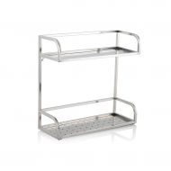 ShowKing Creative Organizer Rack Holder Sauce rack， Stainless steel kitchen condiment rack， Spice rack， Floor storage rack， Supplies, wall hanging 2 layers (Color : Silver, Size : 50 15 38c