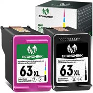 Economink 63 Black Color Combo Pack,Remanufactured Ink Cartridge Replacement for HP 63XL for OfficeJet 3830 5252 4650 5258 4655 4652 5255 Envy 4520 3634 DeskJet 3636 1111 3630 1112 3637 3632