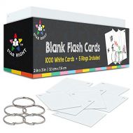 [아마존베스트]Star Right Blank Flashcards - White | 1000 Hole - Punched Cards with 5 Metal Sorting Rings | for School, Learning, Memory, Recipe Cards, and More
