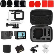SHOOT 26 in1 Must Have Accessories Kit with Carrying Case,Waterproof Housing Case for GoPro Hero 7 Black/5/6 Tempered-Glass Screen Protector,Lens Cap,Adapter