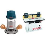 BOSCH 1617EVS 2.25 HP Electronic Fixed-Base Router and RA1171 25-1/2 in. x 15-7/8 in. Benchtop Laminated MDF Top Cabinet Style Router Table Bundle