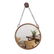 HUMAKEUP Round Hanging Mirror Large Metal Frame Wall Mirror Modern Retro Fashion Decoration for Entrance Channel Bathroom Living Room Study (Size : Diameter 60cm)