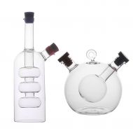 Jili Online 2 Pieces of Kitchen 2-Outlet Glass Oil Jar Vinegar Dispensing Bottle Pot Sauce Cruet A/C