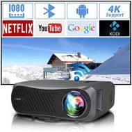 ZCGIOBN Full HD Wifi Bluetooth Projector 1080P Native Support 4K, 8000 Lumen LED Smart Android Wireless Home Outdoor Business Projector 1920x1080 USB HDMI VGA AV Audio for Laptop PC TV DVD