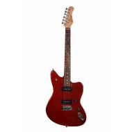 Directly Cheap Premium Full Size Wine Red Solid Offset Body Electric Guitar with 2 P90 Pickups and Free Lessons & DirectlyCheap(TM) Blue Medium Pick