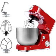 Stand Mixer, CUSIMAX Dough Mixer Tilt-Head Electric Mixer with 5-Quart Stainless Steel Bowl, Dough Hook, Mixing Beater and Whisk, Splash Guard, Red Food Mixer