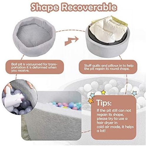  Wonder Space Deluxe Kids Round Ball Pit, Premium Handmade Kiddie Balls Pool, Soft Indoor Outdoor Nursery Baby Playpen, Ideal Gift Play Toy for Children Toddler Infant Boys and Girl
