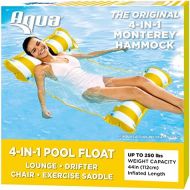 AQUA 4-in-1 Monterey Hammock Inflatable Pool Float, Multi-Purpose Pool Hammock (Saddle, Lounge Chair, Hammock, Drifter) Pool Chair, Portable Water Hammock, Golden Sunshine