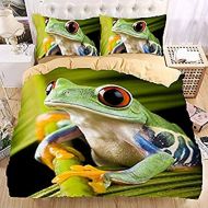 Mangogo Lively 3D Frog Boys Kids Twin 2pc Duvet Cover Pillowcase Bedding Sets Colorful Green