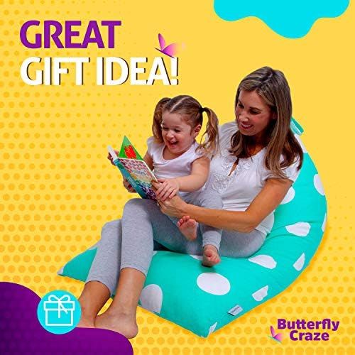 버터플라이 [아마존베스트]Butterfly Craze Bean Bag Chair Cover & Stuffed Animal Storage Bag - Toy Organizer & Floor Lounger in One with Extra Large Capacity & Premium Cotton Canvas (Stuffing not Included)