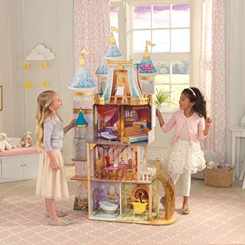 키드크래프트 KidKraft Disney Princess Royal Celebration Wooden Dollhouse with 10-Piece Accessories and Bonus Storybook Foldout Rooms, Gift for Ages 3+