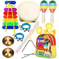 [아마존베스트]Toddler Musical Instruments Toys- Smarkids Premium Accurately Tuned Percussion Musical Instruments for Kids Children Educational Toy Set for Boys& Girls with Xylophone Flute Tambou