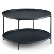 Simpli Home AXCMNT-01 Monet 32 inch Wide Square Modern Industrial Metal Coffee Table in Black