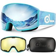 Odoland Magnetic Interchangeable Ski Goggles Set with 2 Lens, Anti-Fog 100%UV Protection Snowboard Snow Goggles for Men Women