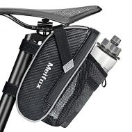 Meifox Bike Bag Under Seat, Bike Saddle Bag Water-resistant Strap-on Bike Seat Storage Bag, Cycling Wedge Pack with Reflective Stripes and Water Bottle Holder, for Mountain Road Bi