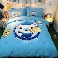 Casa 100% Cotton Kids Bedding Set Boys Octonauts Duvet Cover and Pillow Cases and Flat Sheet,4 Pieces,King