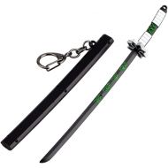 QHWJ Gift Props Sword Prop Keychain Toy Anime Ninja Knife Weapon Prop Katana Toys Model Keyring, for Demon Slayer Shinazugawa Sanemi, Katana Samurai Sword Prop Key Chain, 15 cm