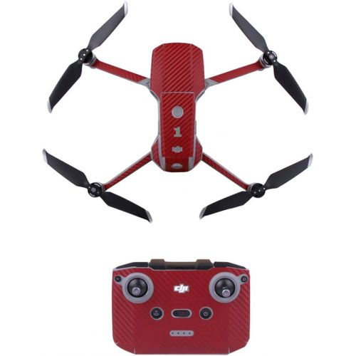  Anbee Waterproof Decal PVC Skin Decorative Stickers for DJI Mavic Air 2 Drone Quadcopter (1# Red Carbon)