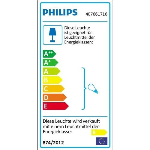 필립스 Philips Ecomoods 407661716 Energy-Saving Wall Light with Single 9 W Light Bulb (Included)