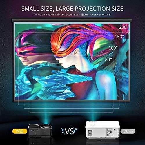  YABER Y60 Portable Projector with 5500 Lumen Upgrade Full HD 1080P 200 Display Supported, LCD LED Home & Outdoor Projector Compatible with Smartphone, HDMI,VGA,AV and USB