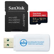 SanDisk Extreme Pro 64GB Micro SD Memory Card for GoPro Hero 9 Black Camera (Hero9) UHS-1 U3 / V30 A2 4K Class 10 (SDSQXCY-064G-GN6MA) Bundle with (1) Everything But Stromboli SDXC