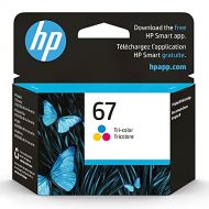 Original HP 67 Tri-color Ink Cartridge Works with HP DeskJet 1255, 2700, 4100 Series, HP ENVY 6000, 6400 Series Eligible for Instant Ink 3YM55AN
