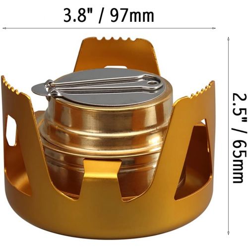  DZRZVD Mini Alcohol Backpacking Stove, Lightweight Brass Spirit Burner with Aluminium Stand for Camping Hiking and Picnic