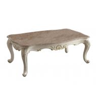 Acme Furniture 83540 Chantelle Coffee Table with Marble Top, Pearl