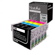 NoahArk 5 Packs T125 Remanufactured Ink Cartridge Replacement for Epson 125 use for Epson Stylus NX125 NX127 NX230 NX420 NX530 NX625 Workforce 320 323 325 520 (2 Black, 1 Cyan, 1 M