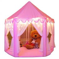 [아마존베스트]Monobeach Princess Tent Girls Large Playhouse Kids Castle Play Tent with Star Lights Toy for Children Indoor and Outdoor Games, 55 x 53 (DxH)