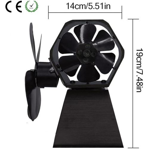  EastMetal Stove Fan with 10 Blades, Big & Small Double Head Fireplace Fan, Stove Top Fan Silent Operation Eco Friendly Heat Circulation, for Wood/Log Burner/Stove/Fireplace, Black