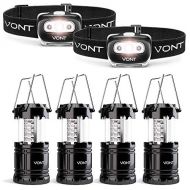 Vont 2-Pack Spark Headlamp + 4-Pack Lantern Bundle - Must-Have for Biking, Camping, Hiking, Hunting, Other Outdoor and Night Activities - Ideal for Emergencies and Outages During S