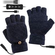 [아마존베스트]Yissone Unisex USB Heated Gloves for Women & Men Winter Warm Laptop Mitten Full and Half Finger Knitted Hands Warmer