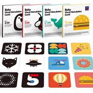 [아마존베스트]Hahaland Baby Flash Cards Baby Visual Stimulation Cards 0-3-6-12-36 Months, 80PCS 160 Pages Black White Colorful Double Sided High Contrast Card Newborn Gifts
