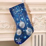 XOZOTY Christmas Snowflake Snow Customized Name Christmas Stocking for Xmas Tree Fireplace Hanging and Party Decor 17.52 x 7.87 Inch