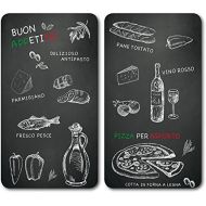 [아마존베스트]Kesper Multi Glass Chopping Board, Set of 2, Restaurant Motif, Hob Cover, Splash Guard